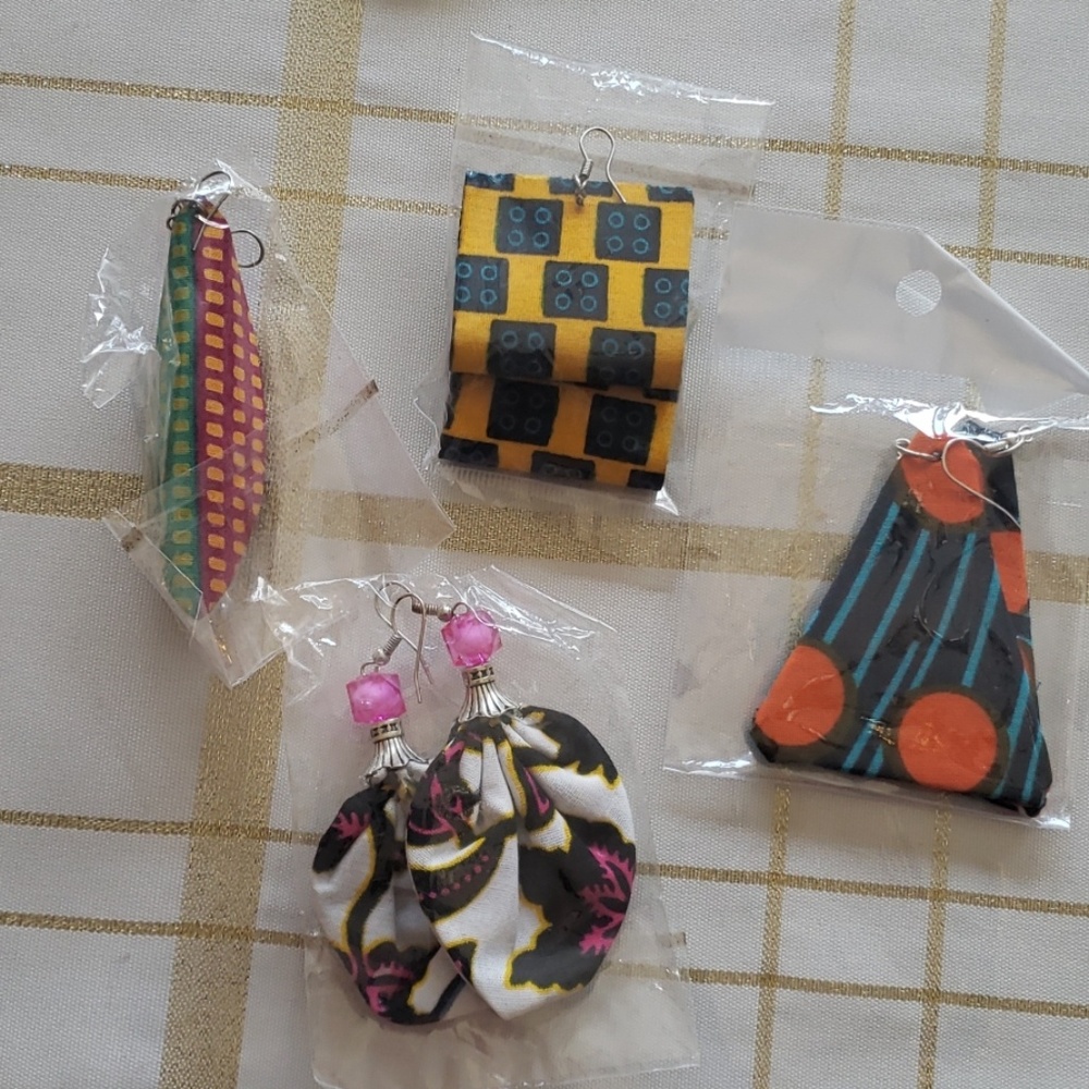 African fabric Anklets and earrings